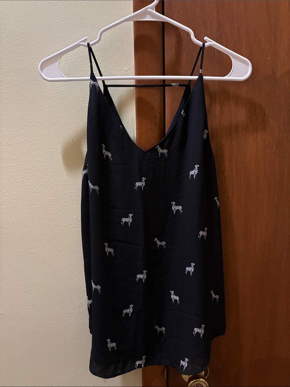 LOFT Black Zebra-Print Spaghetti-Strap Cami